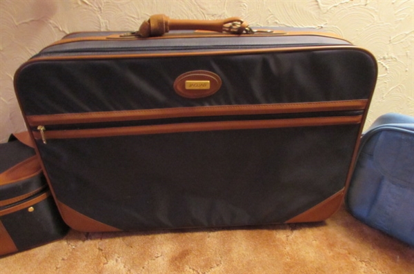SOFT SIDED JAGUAR LUGGAGE, VINYL AMERICAN TOURISTER & JORDACHE TOTES