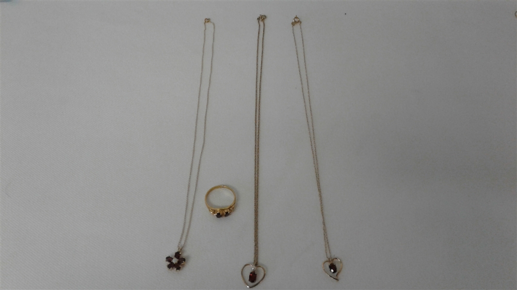 GOLD AND GARNET JEWELRY