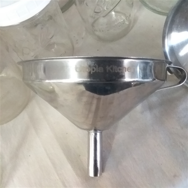 LARGE JARS, CANNING JARS, LIDS AND FUNNELS 