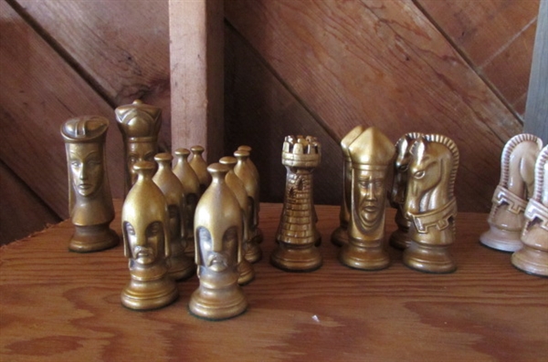 WOOD CARVED CHESS PIECES *LOCATED AT ESTATE*