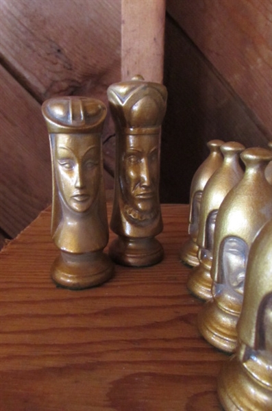 WOOD CARVED CHESS PIECES *LOCATED AT ESTATE*