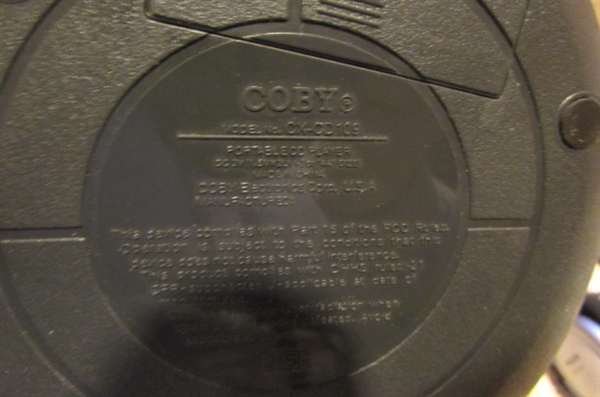 COBY DIGITAL CD PLAYER, CASE, HEADPHONES & CDS
