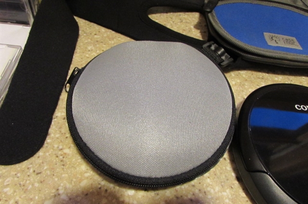 COBY DIGITAL CD PLAYER, CASE, HEADPHONES & CDS