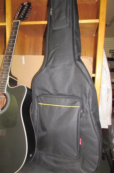 Vangoa 12 Strings Guitar Acoustic Electric Cutaway, Black 41 Inch, 4-Band EQ with Beginner Kit