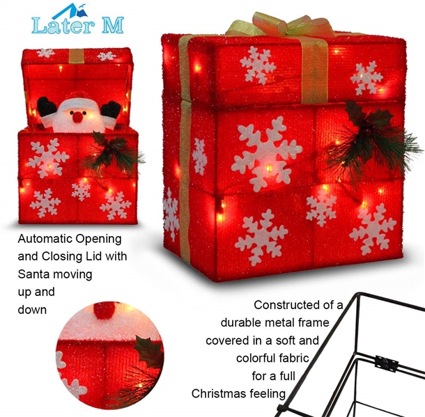 ANIMATED SANTA GIFT BOX OUTDOOR DECORATION