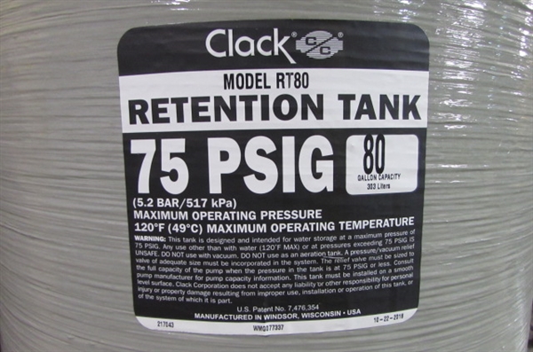 CLACK 80 GALLON WATER TANK