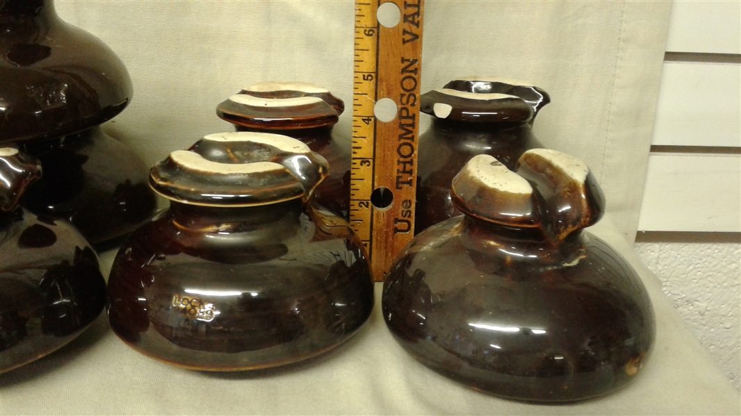 SET OF 11 BROWN CERAMIC INSULATORS