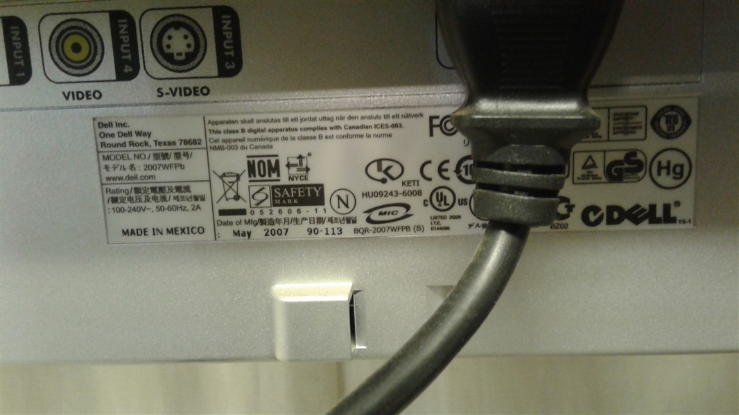 DELL COMPUTER MONITOR, SUB WOOFER, AND SPEAKERS