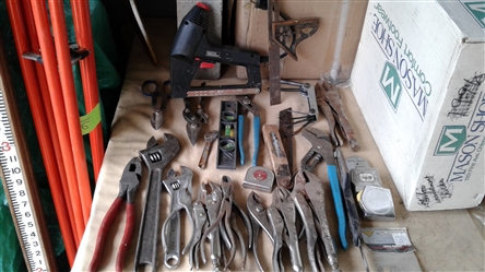 VICE GRIPS, WRENCHES, PLIERS, ELECTRIC STAPLE GUN, AND MORE TOOLS