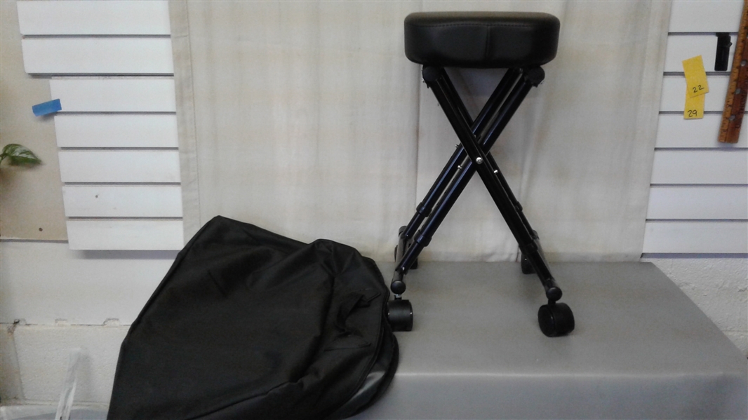 PORTABLE LIGHT WEIGHT ADJUSTABLE ROLLING STOOL WITH BAG