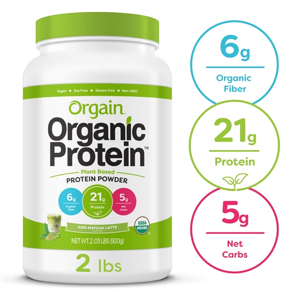 Orgain Organic Protein Plant Based Protein Powder 2.03 lbs Iced Matcha Latte