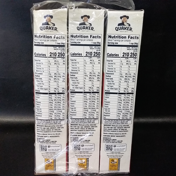 Quaker Oatmeal Squares Cereal, Cinnamon, 14.5-Ounce Boxes Pack of 3