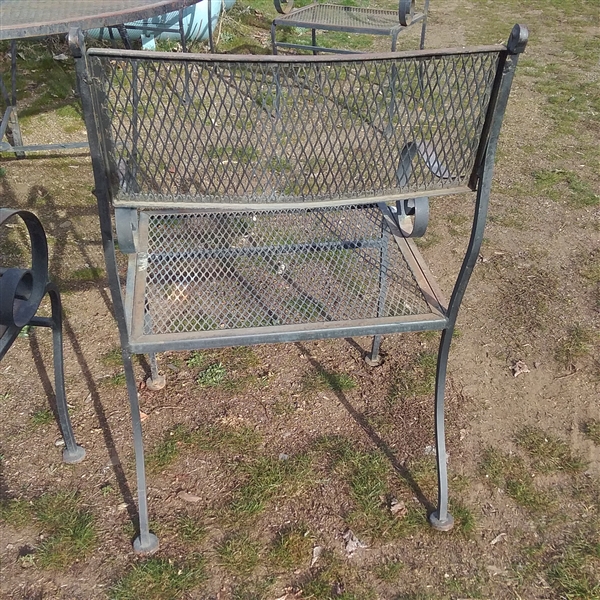 Heavy Duty Wrought Iron Patio Set with 6 Chairs