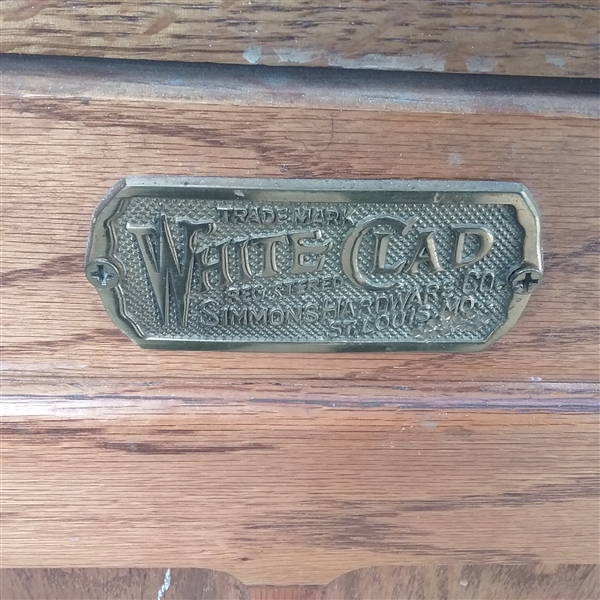 Vintage WHITE CLAD Oak Cabinet
