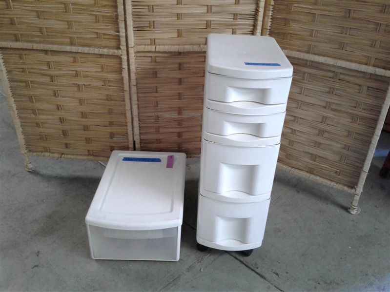 Tenex Plastic 4 Drawer Storage Cart on Wheels Plus an Extra Storage Drawer