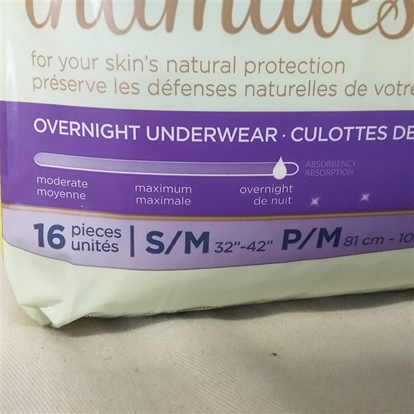 TENA INTIMATES  OVERNIGHT UNDERWEAR S/M 16 CT