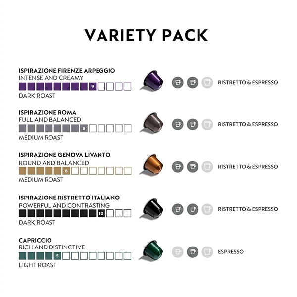 Nespresso Capsules Variety Pack 50 Count Coffee Pods