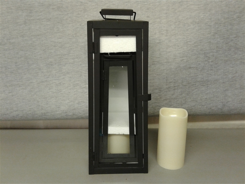 Decorative Black Lantern Pair LED Candle