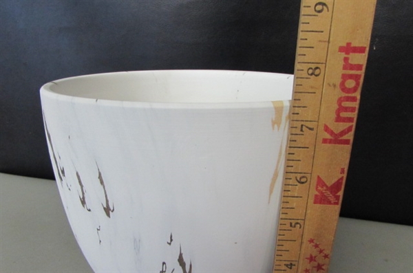 Marble Plant Pot, 8.5 Modern Nordic Style Ceramic Marble Look Scrub Pots for Plants-Plant Pots Indoor with Drainage Hole and Ceramic Tray for Succulents/Plants/Flowers