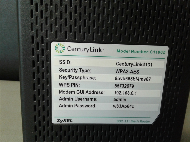 Zyxel C1100Z Wireless Router CenturyLink