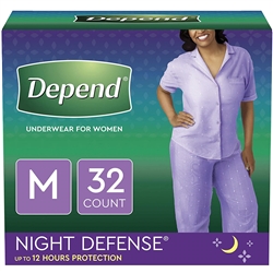 Depend Night Defense Incontinence Underwear for Women, Disposable, M, 32 Count