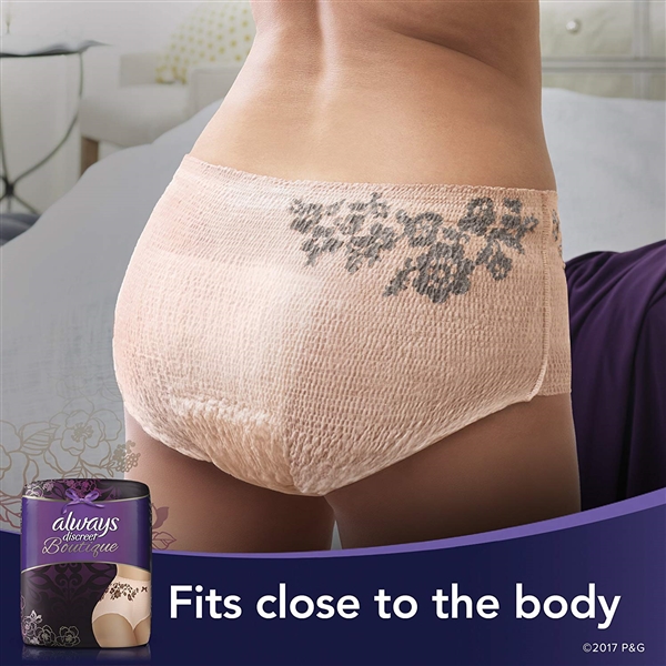 Always Discreet Boutique Incontinence & Postpartum Underwear for Women, Peach, Small/Medium, 20 Count, Maximum Protection, Disposable 