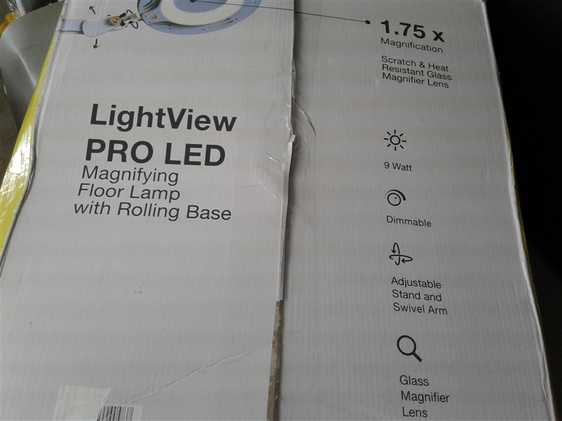 Brightech LightView Pro LED Magnifying Glass Floor Lamp with Rolling Base- White