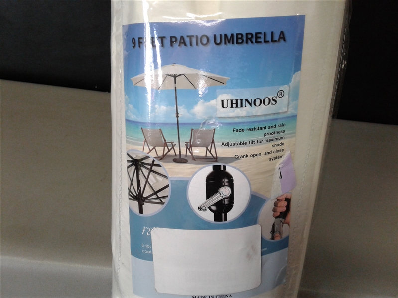 UHINOOS 9 ft Patio Umbrella with Tilt button and Crank-Ivory