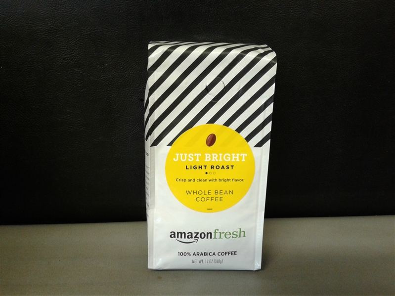 AmazonFresh Just Bright Whole Bean Coffee, Light Roast, 12 Ounce 