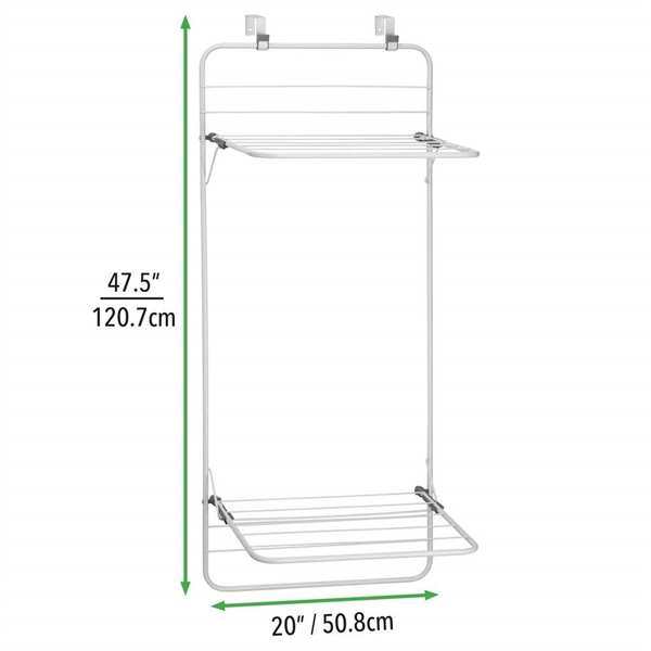 mDesign Long Metal Lightweight Over Door Laundry Drying Rack