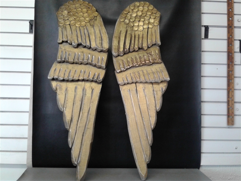 Kalalou Gold Painted Wooden Angel Wings Set of Two