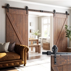 SMART STANDARD 12ft Double Door Sliding Barn Door Hardware Kit