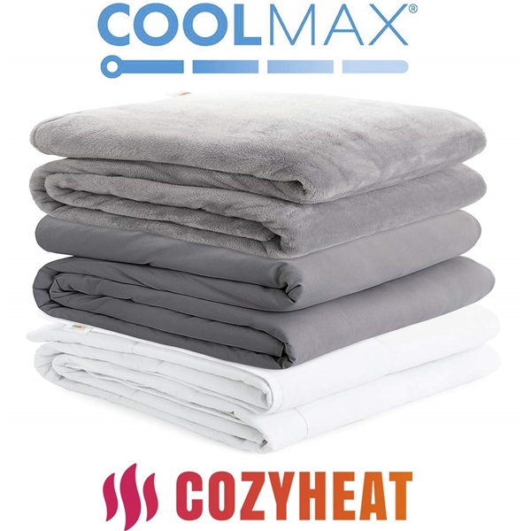 Degrees of Comfort Weighted Blanket w/ 2 Duvet Covers for Hot & Cold Sleepers(80x87 25lbs, Grey)