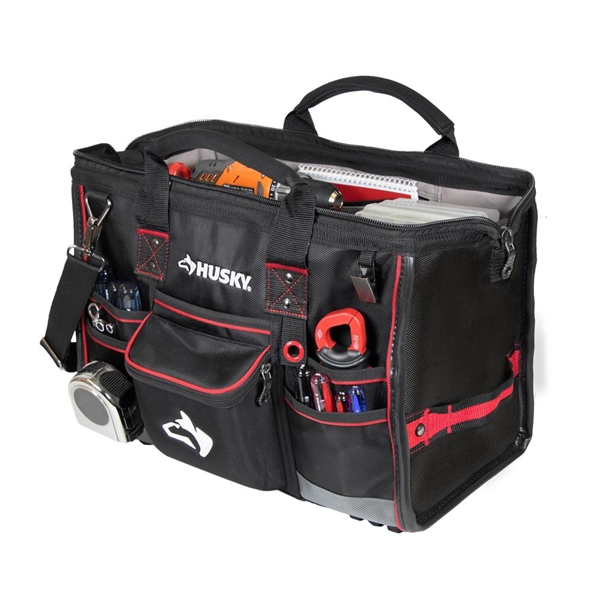 Husky 18 in. Large Mouth Tool Bag with Tool Wall