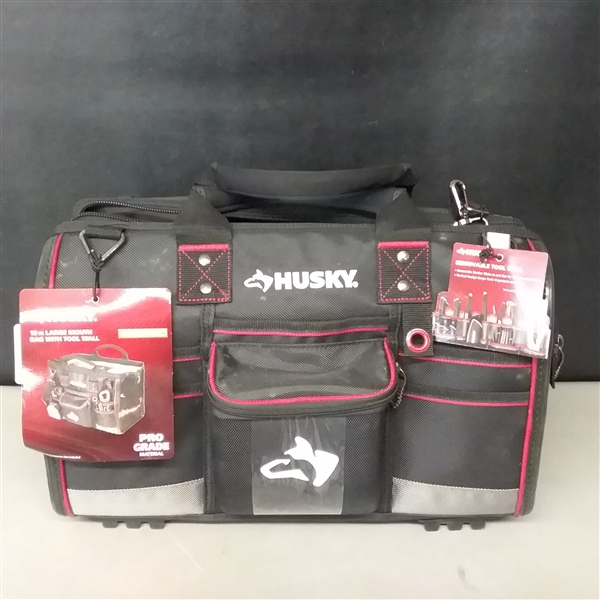 Husky 18 in. Large Mouth Tool Bag with Tool Wall