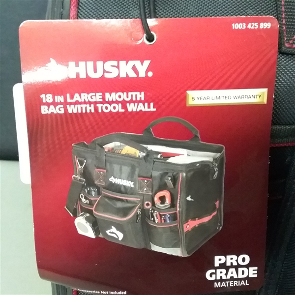 Husky 18 in. Large Mouth Tool Bag with Tool Wall