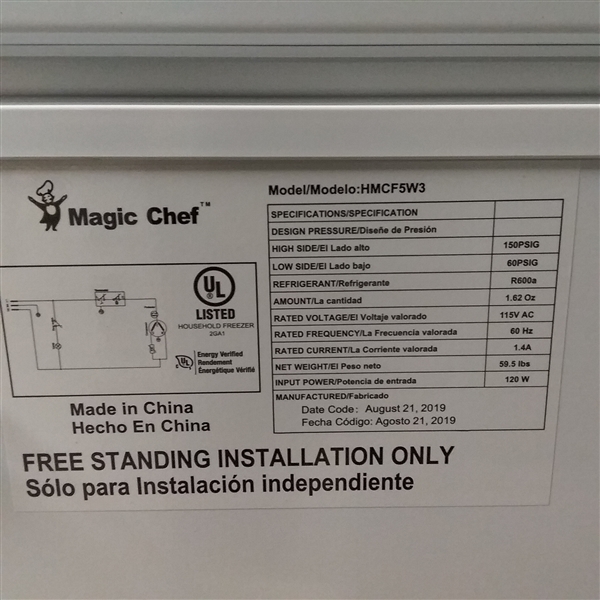 Magic Chef 5.0 cu. ft. Chest Freezer in White