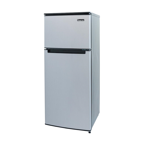 Magic Chef 4.5 cu. ft. 2 Door Mini Fridge in Stainless Look with Freezer