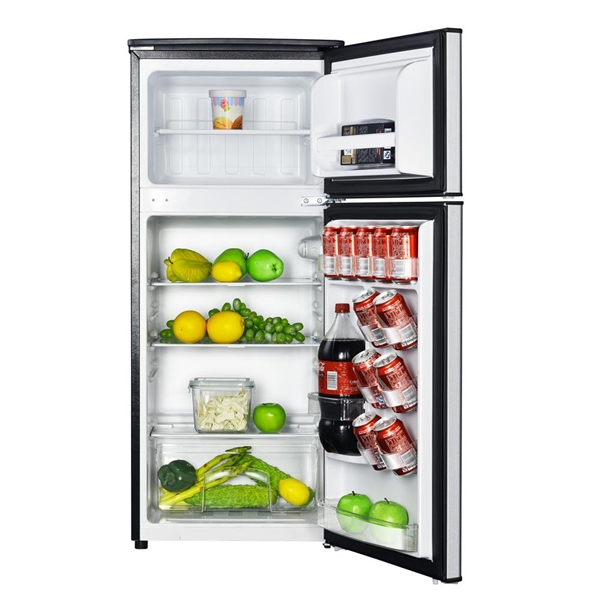 Magic Chef 4.5 cu. ft. 2 Door Mini Fridge in Stainless Look with Freezer