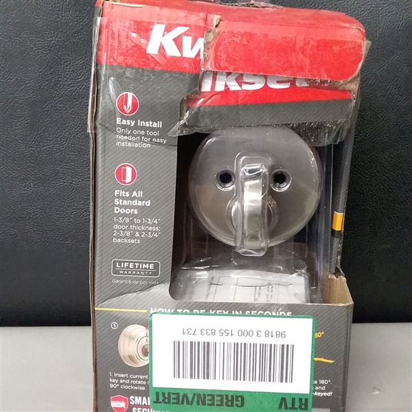 Kwikset Uptown Satin Nickel Single Cylinder Deadbolt featuring SmartKey Security