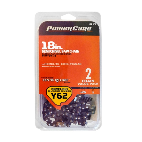 PowerCare 18 in. Y62 Semi Chisel Chainsaw Chain (2-Pack)