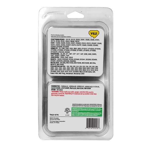 PowerCare 18 in. Y62 Semi Chisel Chainsaw Chain (2-Pack)