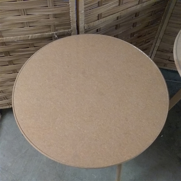 Pair of Tri Leg Pressed Board and Glass Side Tables