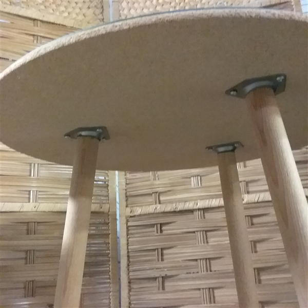 Pair of Tri Leg Pressed Board and Glass Side Tables