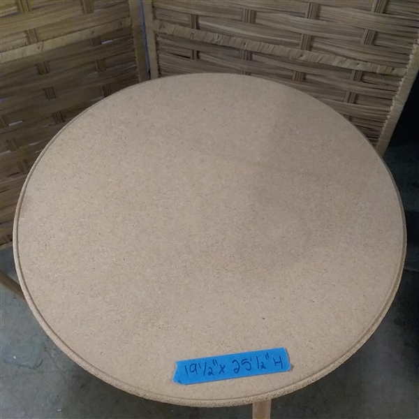 Pair of Tri Leg Pressed Board and Glass Side Tables