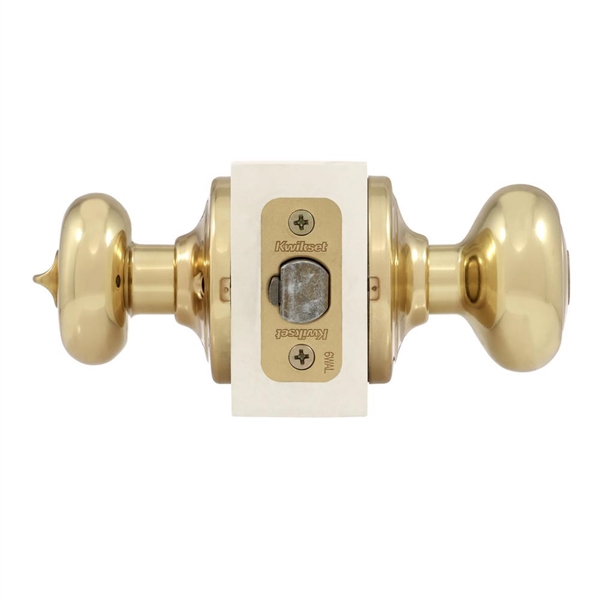 Kwikset Juno Polished Brass Entry Door Knob Featuring SmartKey Security