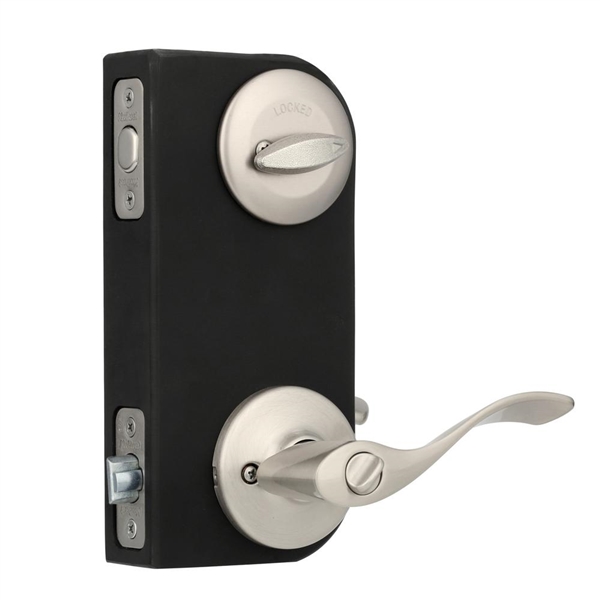 Kwikset Balboa Satin Nickel Exterior Entry Door Lever and Single Cylinder Deadbolt Combo Pack