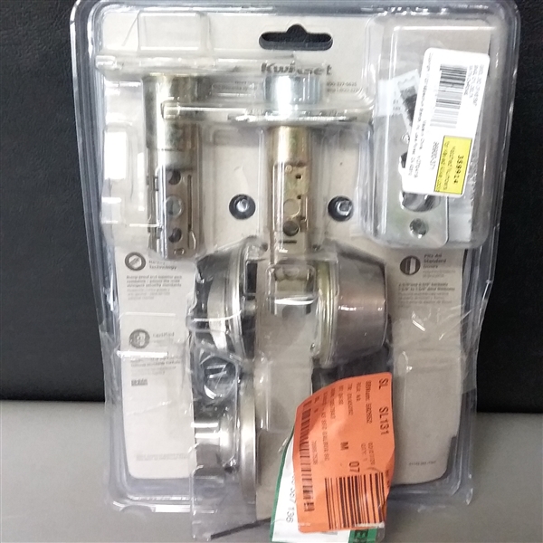 Kwikset Balboa Satin Nickel Exterior Entry Door Lever and Single Cylinder Deadbolt Combo Pack