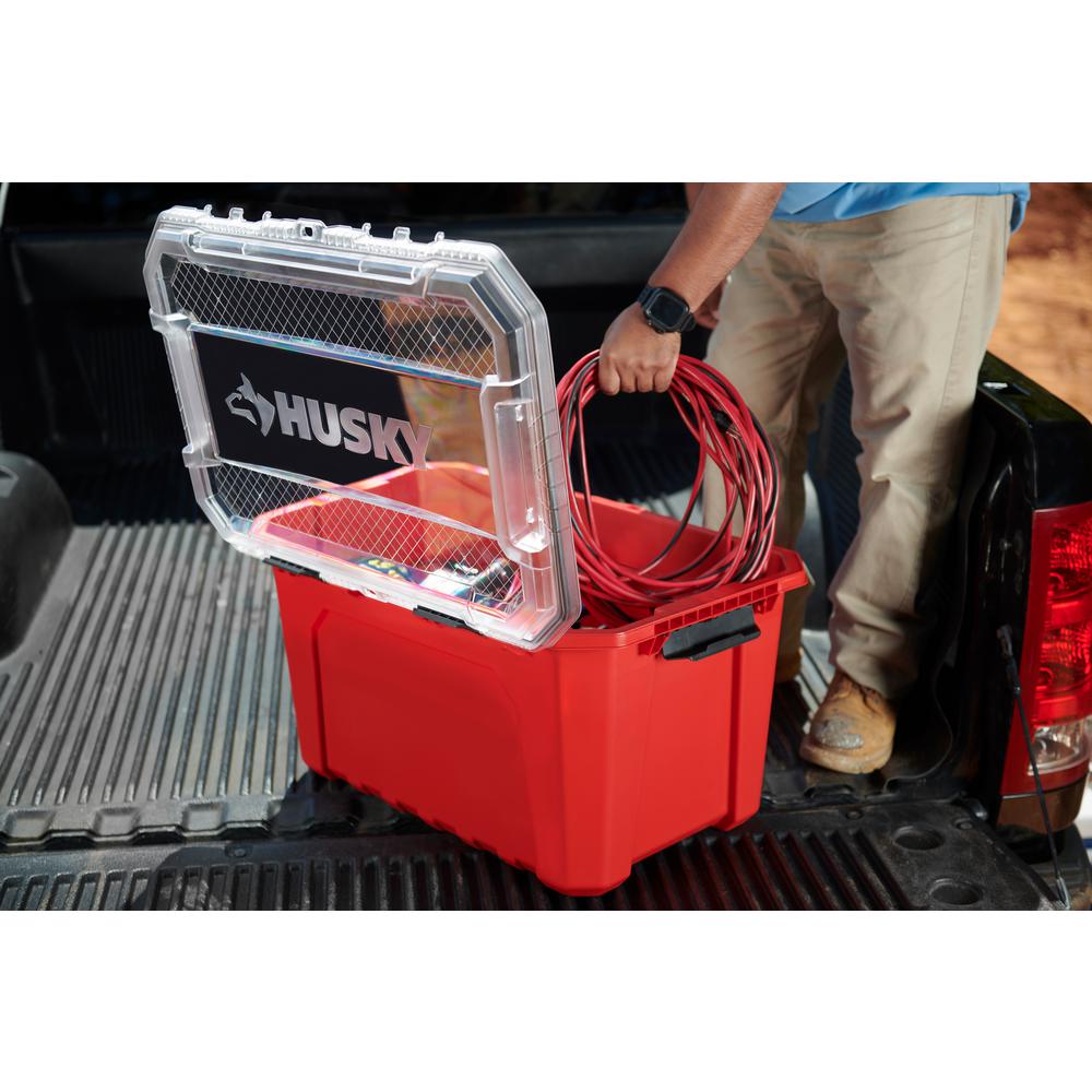 Lot Detail - Husky 20 Gal. Professional Grade Heavy-Duty Waterproof Storage  Container with Hinged Lid in Red