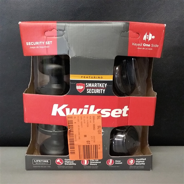 Kwikset Juno Venetian Bronze Exterior Entry Door Knob and Single Cylinder Deadbolt Combo Pack Featuring SmartKey Security